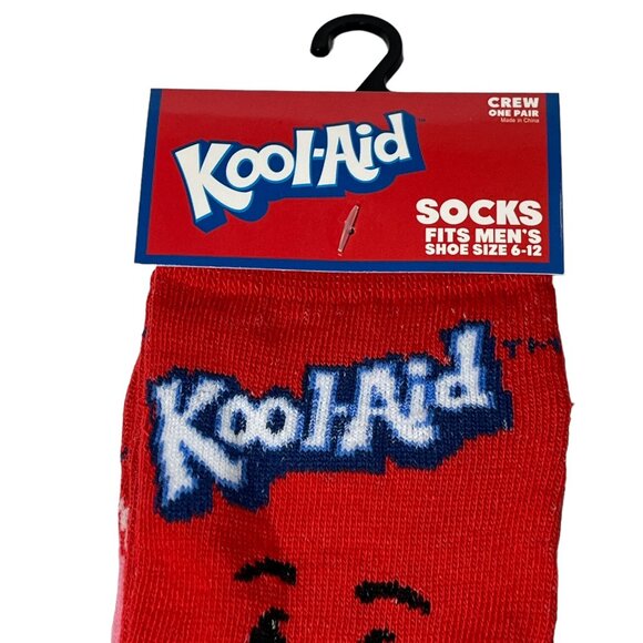 Kool Aid Socks Men’s Crew Red Kool Aid Man Graphic Retro Drink Logo Novelty Gift - Picture 3 of 6